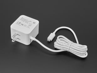 Angled Shot of the Official Raspberry Pi 45W USB-C Power Supply.