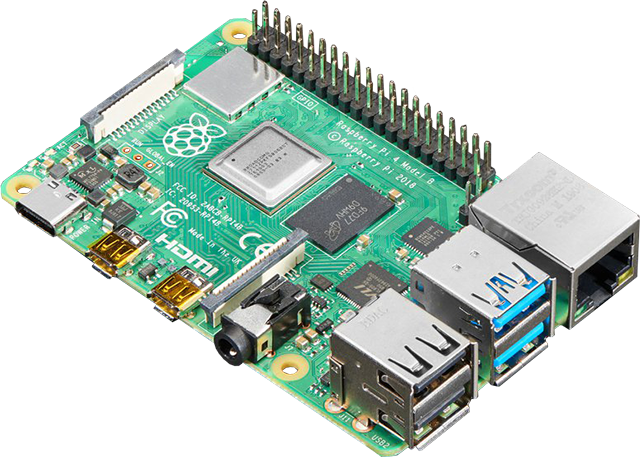 Top view of a Raspberry Pi 4 Model B